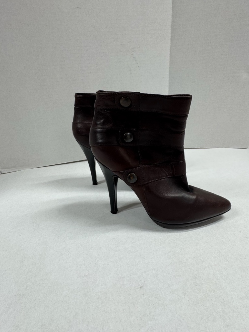 Sigerson Morrison Brown Leather Ankle Moto Boots - Size 8.